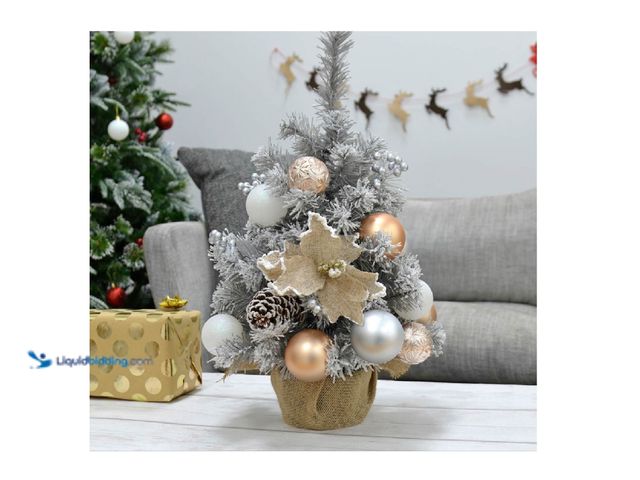 Lot 49-1543459 - Lot of 2 Tabletop Christmas Tree 22 Inch Mini Artificial Christmas Tree with LED Light, Pre-Lit Arti...