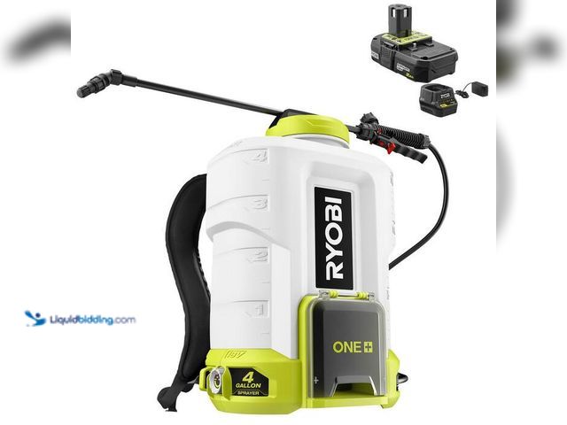 Lot 49-2024007 - RYOBI ONE+ 18V Cordless Battery 4 Gallon Backpack Chemical Sprayer with 2.0 Ah Battery and Charger. ...