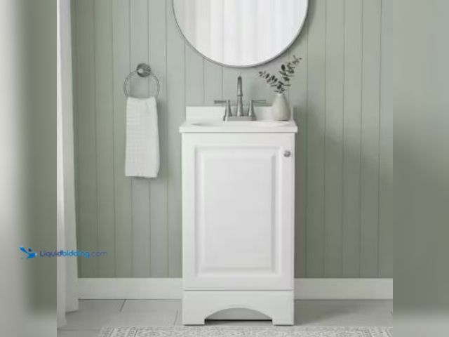 Lot 49-2022547 - Glacier Bay 19 in. Single Sink White Freestanding Bath Vanity with White Cultured Marble Top (Assemb...