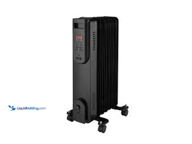 Lot 49-5476687 - Konwin 1500-Watt Black Indoor Electric Oil-Filled Radiator Convection Radiant Space Heater with Remo...