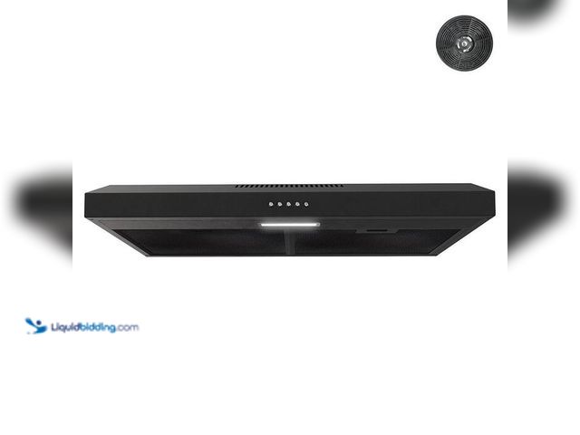 Lot 49-2021618 - Streamline 30 in. Castellaro Ductless Under Cabinet Range Hood in Grit Black with Mesh Filters, Push...