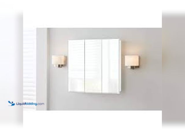 Lot 49-5459567 - Glacier Bay 30.4 in. W x 30.2 in. H Rectangular Medicine Cabinet with Mirror in White with Adjustabl...