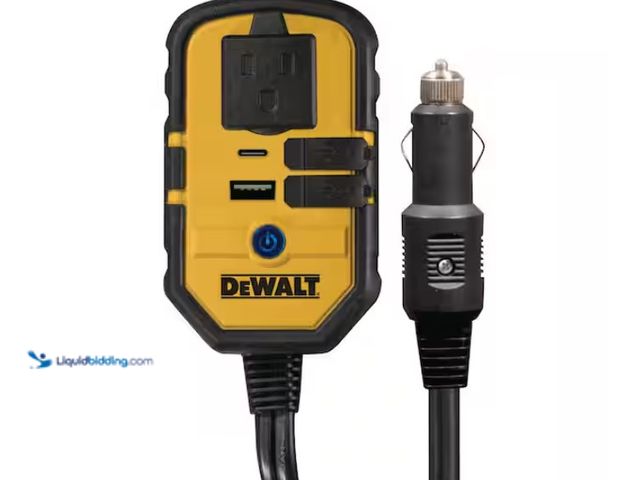 Lot 49-3433349 - DEWALT 140-Watt Portable Car Power Inverter with Dual USB Ports, Model # DXAEPI140, Slightly used.  ...