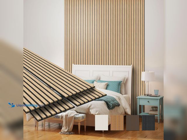 Lot 49-5487714 - MISSDAY Wood Slat Acoustic Wall Panels, 4 Packs 94.5" x 12.6" Oak Soundproof Panel For Interior Wall...