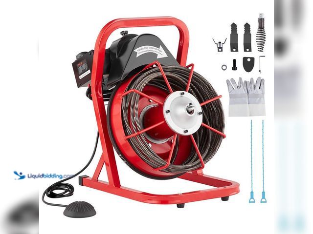 Lot 49-5406395 - Vevor Drain Cleaner Machine 50ft. x 3/8in., Sewer Snake Auger Manual Feed, 250W Electric Drain Clean...