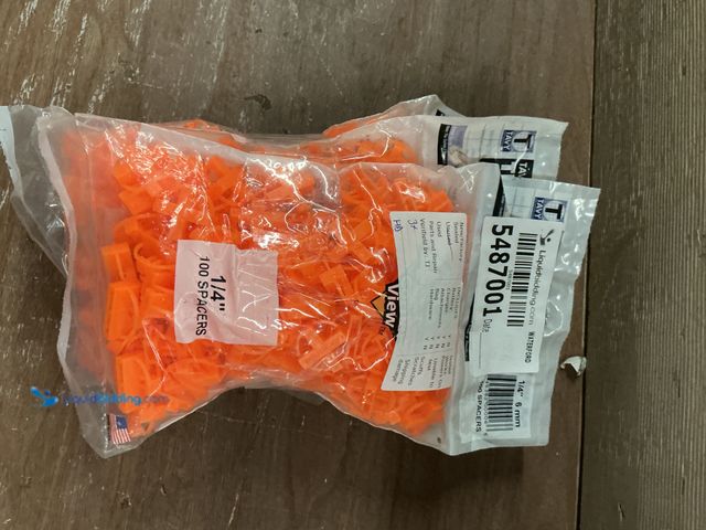 Lot 49-5487001 - 100 Circular rOund TILE SPACERS 1/4" 6mm 2 sided ORANGE Plastic Circle TAVY 1006 (3packs) Unused