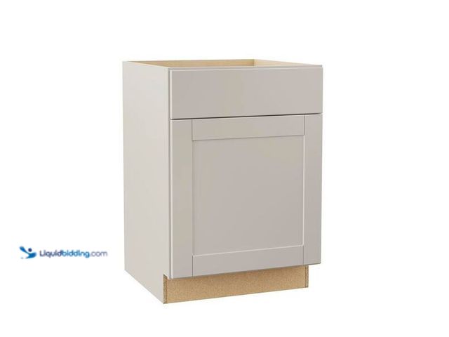 Lot 49-5454094 - Hampton Bay Shaker 24 in. W x 24 in. D x 34.5 in. H Assembled Base Cabinet in Dove Gray. Model # KB2...