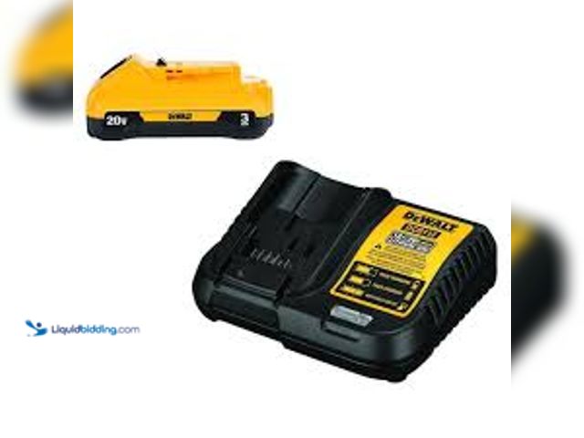 Lot 49-5485191 - DEWALT 20V MAX Lithium-Ion 3.0Ah Battery with 12V to 20V MAX Charger. Model # DCB230C. New.