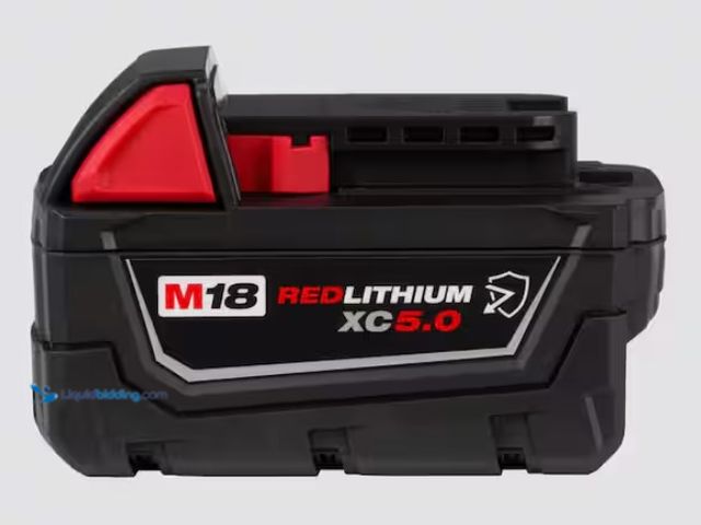 Lot 49-3433369 - Milwaukee M18 18-Volt 5.0 Ah Lithium-Ion XC Extended Capacity Resistant Battery Pack, Model # 48-11-...