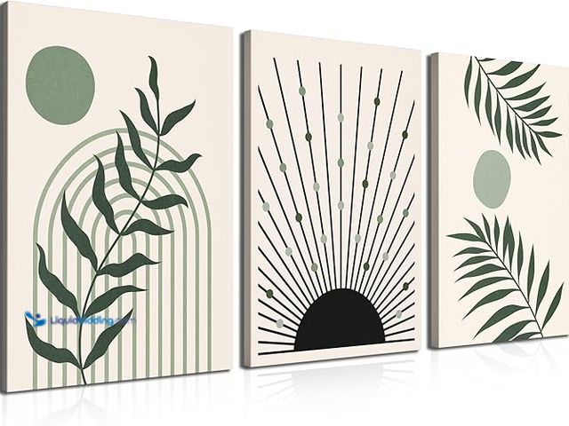 LiquidBidding - Lot 49-1510699 - Large Boho Sage Green Wall Posters ...