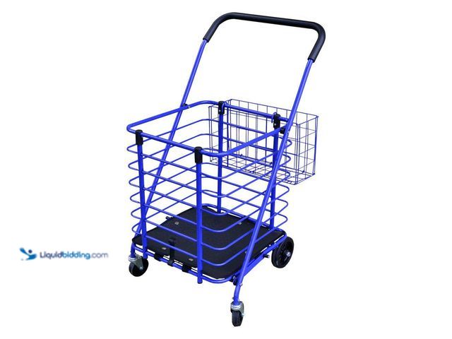 Lot 49-5414743 - Steel Shopping Cart in Blue with Accessory Basket Model # SC34 used