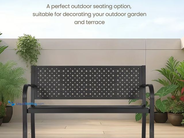 Lot 49-1836747 - Metal Bench. 50” wide, 20” deep, 32” high.  500 pound weight capacity, weather resistant anti rust c...