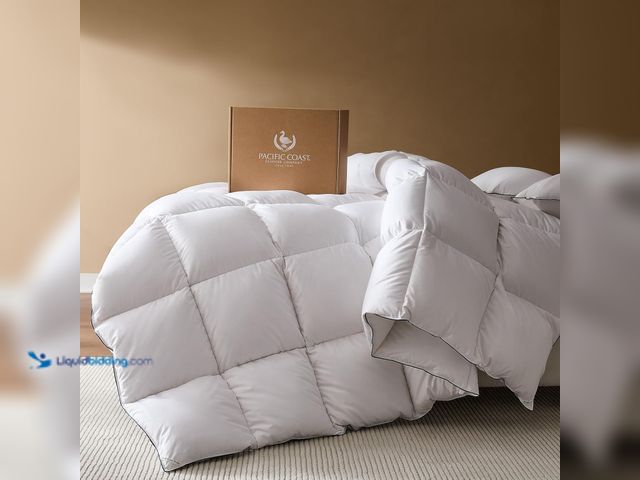Lot 49-3532282 - Pacific Coast Goose Feather Down Fiber Comforters Queen Size, Extra Fluffy White Duvet Insert, Ultra...