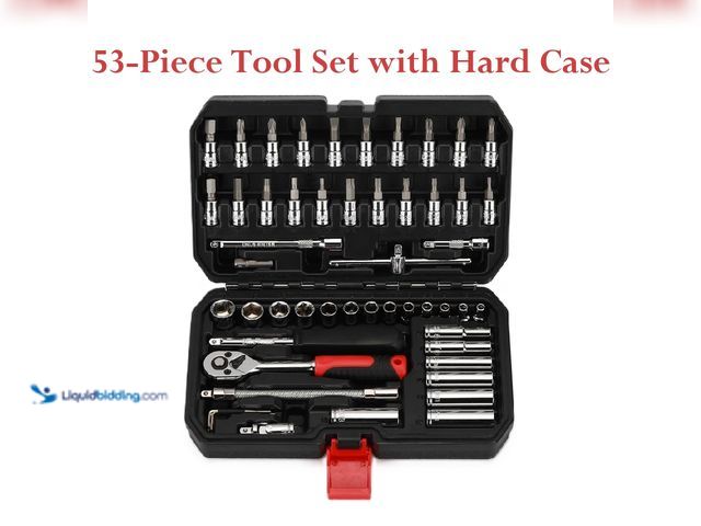 Lot 49-5492827 - Mechanics Comprehensive 53-Piece Tool Set 1/4" Drive Ratchet with Black Hard Case (Small crack in ca...
