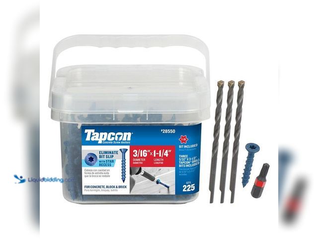 Lot 49-5406800 - Tapcon 3/16 in. x 1-1/4 in. Star Flat-Head Concrete Anchors (225-Piece), Model # 28550, Used.