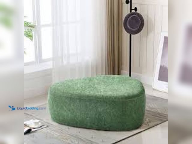 Lot 49-5488145 - Uixe 44 in. Wide Modern Green Cheese Block Design Cotton Home Triangle Cocktail Ottoman (Set of 1). ...