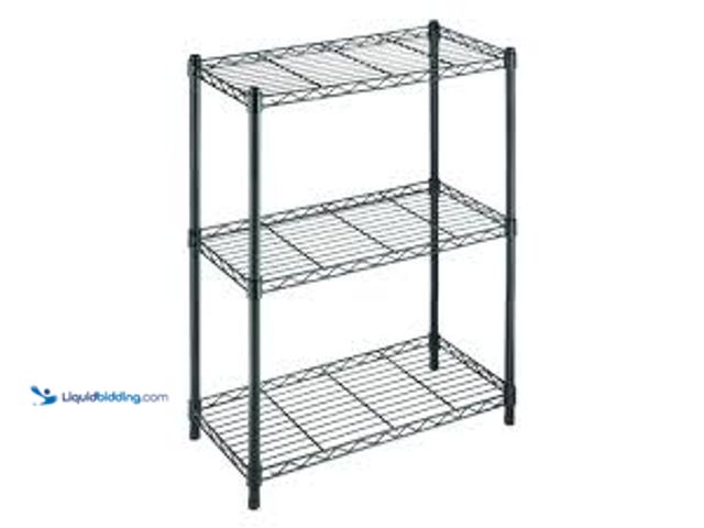 Lot 49-5461236 - HDX 3-Tier Steel Wire Shelving Unit in Black (24 in. W x 30 in. H x 14 in. D). Model # 31424BPS. Unu...