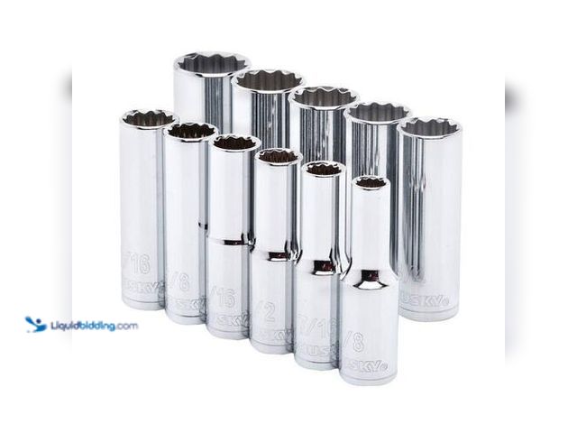 Lot 49-3616587 - Husky 1/2 in. Drive Deep SAE Socket Set (11-Piece) - Unused Model # 635079