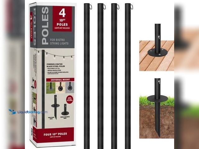Lot 49-5553512 - EXCELLO GLOBAL PRODUCTS
Four 10 ft. String Light Poles Model # EGP-HD-0361 UNUSED