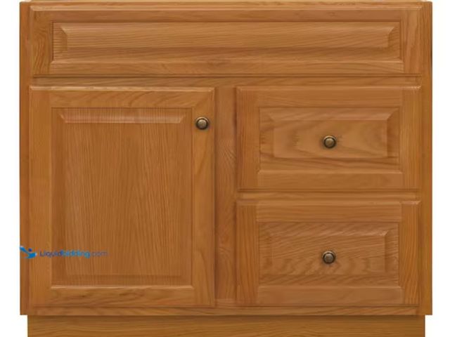 Lot 49-1623783 - Glacier Bay Hampton 36 in. Bathroom Vanity Cabinet without Top in Oak (Assembled), Model # HOA36D, N...