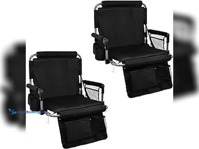 Lot 49-5450037 - Qty 2: Stadium Seat with Back Support, Bleach Seat with Backrest and Cushion, Stadium Chair with Cup...