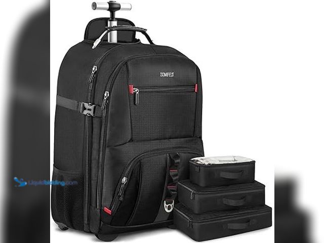 Lot 49-5438047 - ZOMFELT Rolling Backpack, Travel Backpack with Wheels, Carry on Backpacks with 3 Packing Cubes, 17.3...