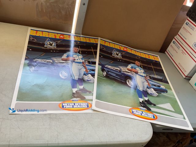 Lot 49-1977160 - Other LOT OF 2 METRO DETROIT FORD DEALERS BARRY SANDERS DETROIT LIONS PROMO POSTERS WITH FACSIMILE A...