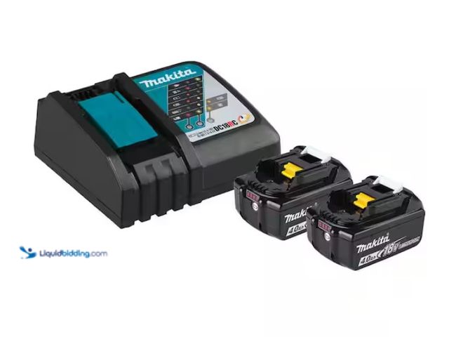 Lot 49-1570349 - Makita 18-Volt LXT Lithium-Ion Battery and Rapid Optimum Charger Starter Pack (4. 0Ah), Includes two...
