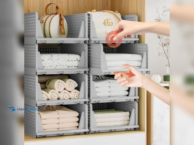 Lot 49-5488239 - Stackable Plastic Storage Drawers for Closet Organizers and Storage, Open Storage Bins Closet Shelf ...
