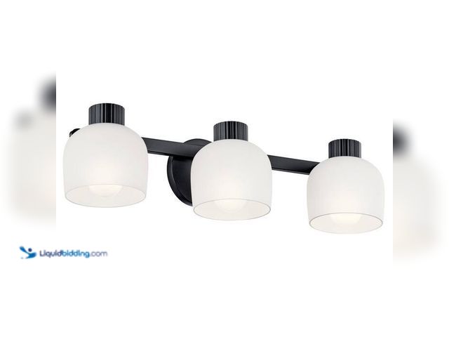 Lot 49-2024988 - KICHLER Raldric 24 in. 3-Light Black Modern Bathroom Vanity Light with Satin Etched White Glass. Mod...