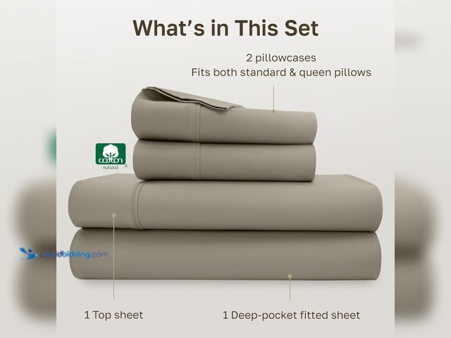 Lot 49-5539614 - California Design Den Soft 100% Cotton Bed Sheets Queen Size Set, 400 TC Good Housekeeping Award Win...