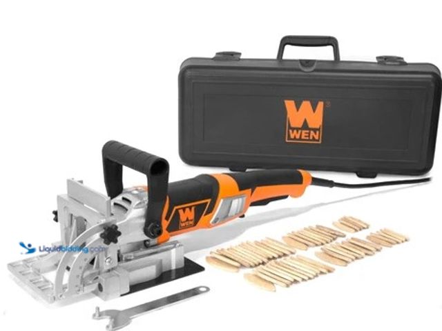 Lot 49-2004588 - WEN 8.5-Amp Plate and Biscuit Joiner with Case and Biscuits, Model #JN8504, Used, Powers on.   Ref#W...