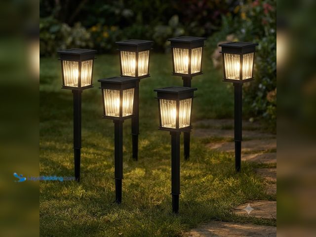 Lot 49-1630787 - Lot of (6) Hampton Bay Lauder Black Solar LED 40 Lumen Weather Resistant Path Light Model # BE-52300...