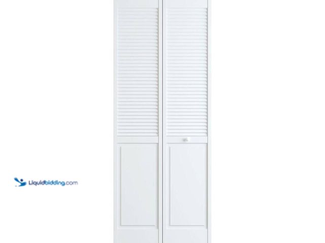 Lot 49-5406380 - Vernada 36 in. x 80 in. Louver/Panel Solid Core White Wood Interior Closet Bi-fold Door, Model # 311...