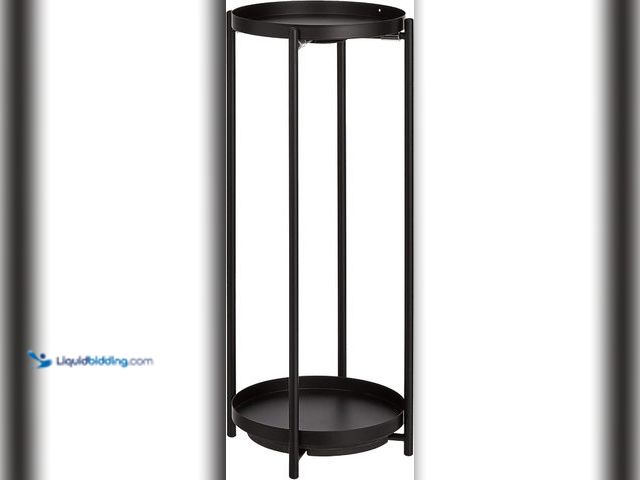 Lot 49-5447915 - Amazon Basics Two-Tier Metal Metal Round Plant Stand, Black. [Model: B07TTTGQKZ] Used