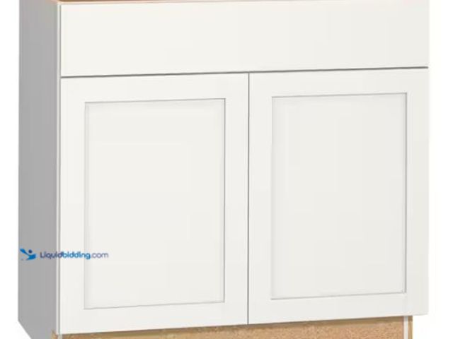 Lot 49-1569106 - Hampton Bay Westfield Feather White Assembled Sink Base Kitchen Cabinet (36 in. W x 23.75 in. D x 35...