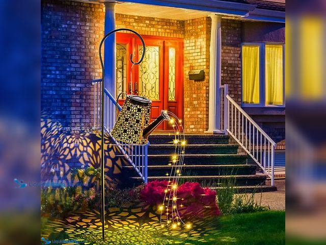 Lot 49-5388216 - Solar LED Hanging Watering Can Light 11"T x 11"W - NEW - Charging time: 8 hr.&nbsp; Working time: 6-...
