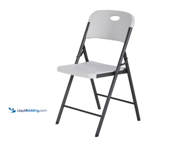 Lot 49-5454156 - Lifetime Almond Resin Seat Metal Frame Folding Chair. Model # 80683 .Item unused scuffs and scratche...