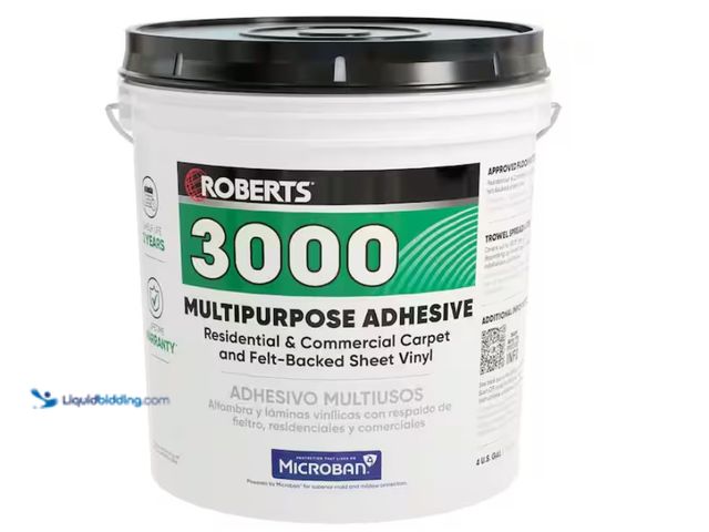 Lot 49-1622492 - ROBERTS 3000 4 Gal. 24 Hour Dry Time Multipurpose Carpet and Felt-Backed Sheet Vinyl Floor Adhesive ...
