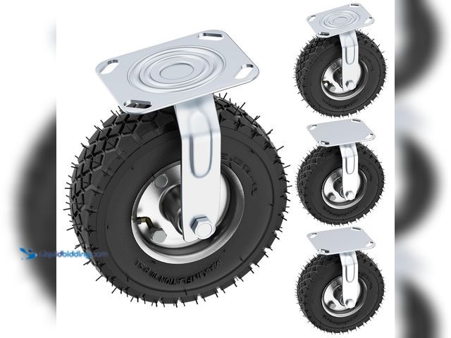 Lot 49-3513445 - 8 Inch Pneumatic Caster Wheels Set of 4 (2 Swivel/2 Rigid),Heavy Duty Casters,Tolerable 880 LBS,Rubb...