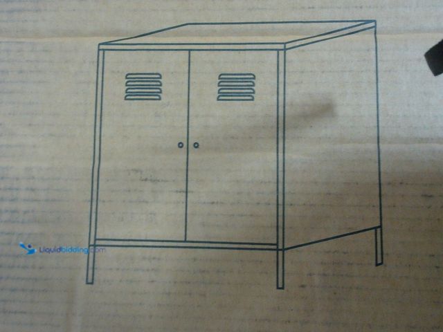 Lot 49-1557143 - Metal Storage Cabinet with Two Doors, 40.15" H x 31.49" W x 15.75" D, Bright crimson red, Unused, Mi...