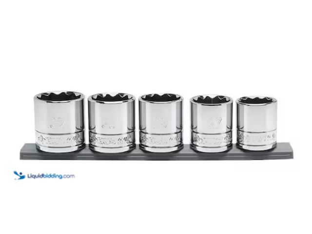 Lot 49-3433407 - (5-Piece) Husky 1/2 in. Drive Metric Large Socket Set, Includes 5 metric 1/2" drive larger-sized soc...