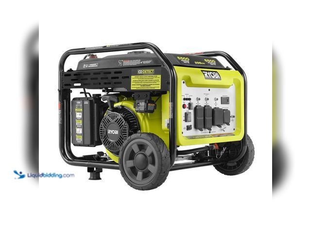 Lot 49-5429284 - RYOBI
6500-Watt Gasoline Powered Inverter Generator with CO Shutdown & Idle Down Technology Used (h...