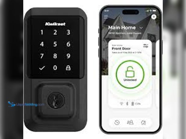 Lot 49-5458909 - Kwikset HALO Matte Black Touchscreen WiFi Keypad Electronic Single-Cylinder Smart Lock Deadbolt feat...