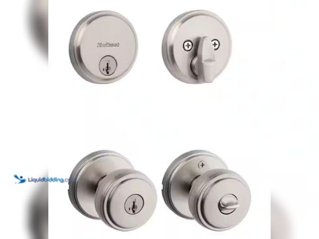Lot 49-2022825 - Kwikset Sora Satin Nickel Keyed Entry 2.19 in. Door Knob and Single Cylinder Deadbolt Combo Pack Fea...