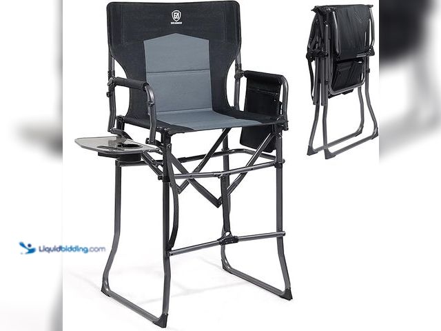 Lot 49-1521790 - EVER ADVANCED Portable 30.7" Seat Height Tall Folding Camping Chair Directors Chair High Foldable Ba...