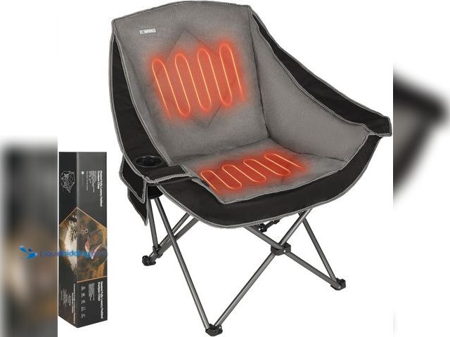 Lot 49-5484410 - CAMPHILL Heated Camping Chairs,Oversized Padded Heating Lawn Chair with Cup Holder,Wide&Thick,Heavy ...