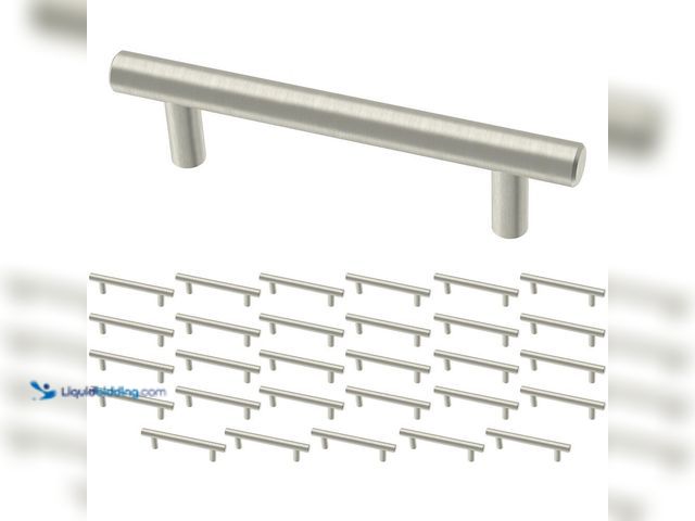 Lot 49-1514955 - (30 Pack) 3 3/4" (96mm) Centers Simple Round Bar Pull in Stainless Steel Model #LIB-379760, Unused  ...