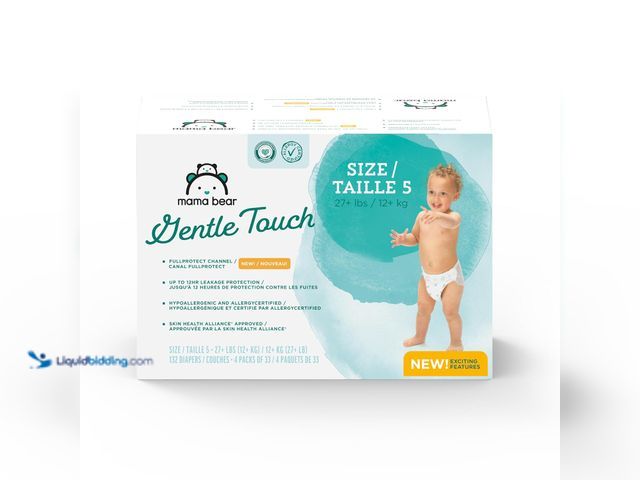 Lot 49-3528292 - Amazon Brand - Mama Bear Gentle Touch Diapers, Size 5, 132 Count (4 packs of 33)[Model: B07SXBX1DM] ...
