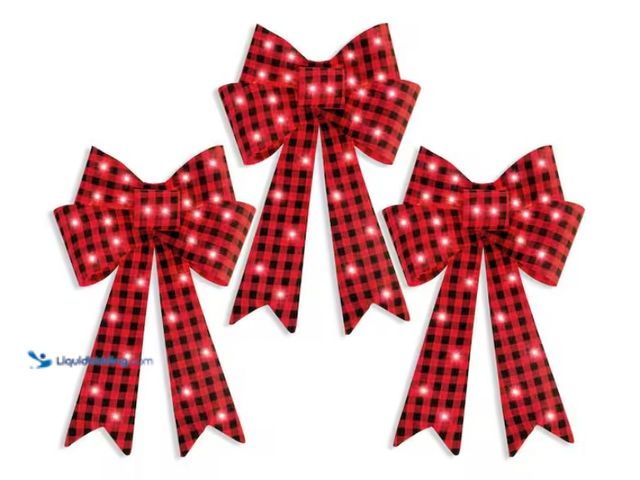 Lot 49-1541770 - (Set of 3) Best Choice Products 2 ft. LED Pre-lit Christmas Bows Holiday Yard Décor, Model # SKY6555...